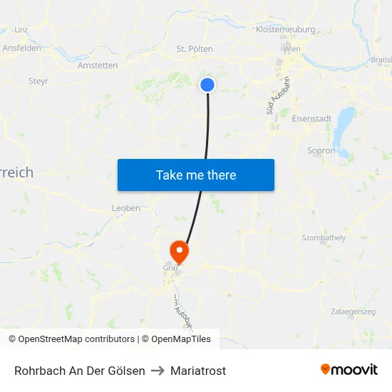Rohrbach An Der Gölsen to Mariatrost map