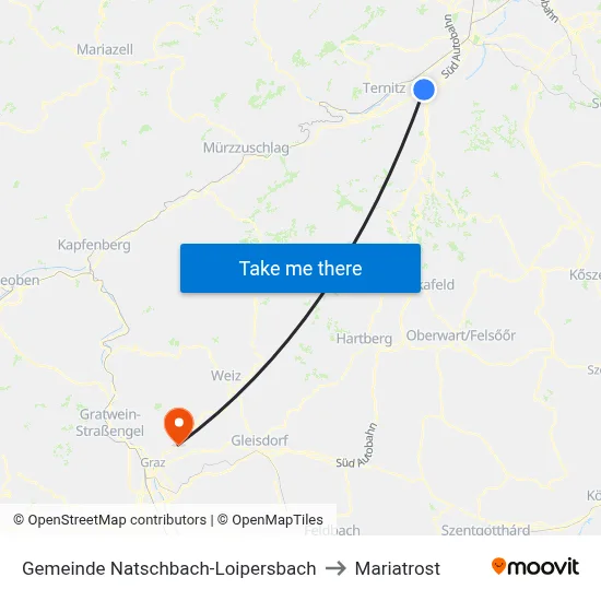 Gemeinde Natschbach-Loipersbach to Mariatrost map