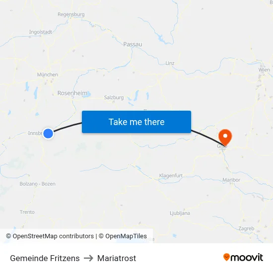 Gemeinde Fritzens to Mariatrost map