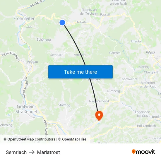 Semriach to Mariatrost map