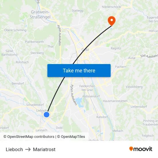 Lieboch to Mariatrost map