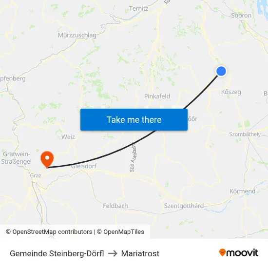 Gemeinde Steinberg-Dörfl to Mariatrost map