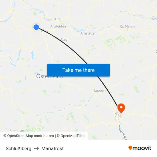 Schlüßlberg to Mariatrost map