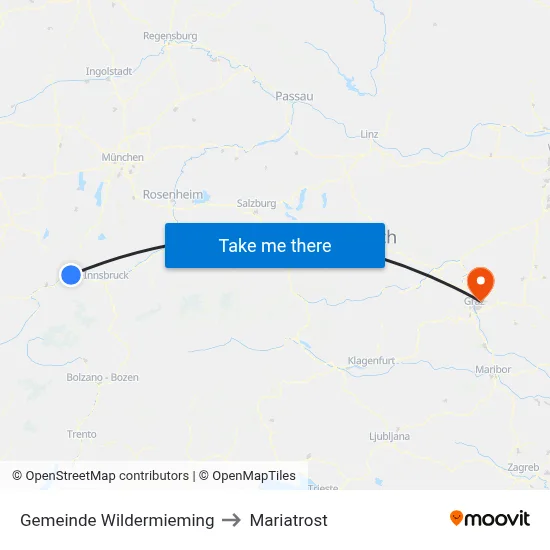 Gemeinde Wildermieming to Mariatrost map