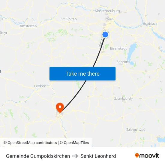 Gemeinde Gumpoldskirchen to Sankt Leonhard map