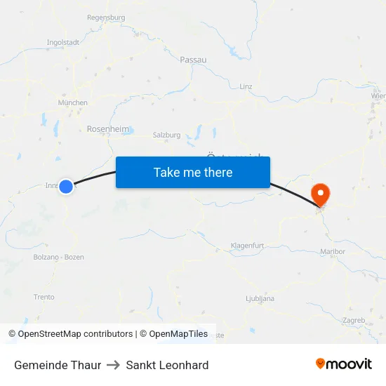 Gemeinde Thaur to Sankt Leonhard map