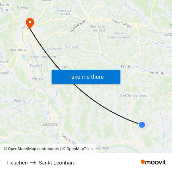 Tieschen to Sankt Leonhard map