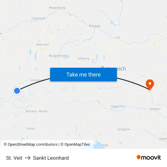 St. Veit to Sankt Leonhard map