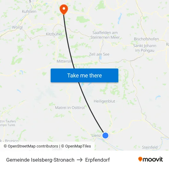Gemeinde Iselsberg-Stronach to Erpfendorf map