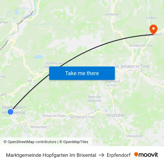Marktgemeinde Hopfgarten Im Brixental to Erpfendorf map
