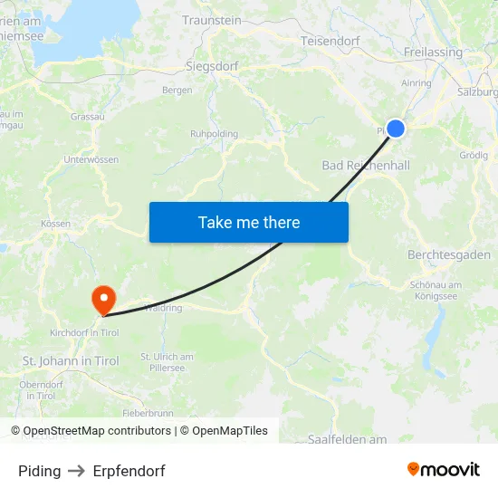Piding to Erpfendorf map