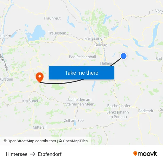 Hintersee to Erpfendorf map