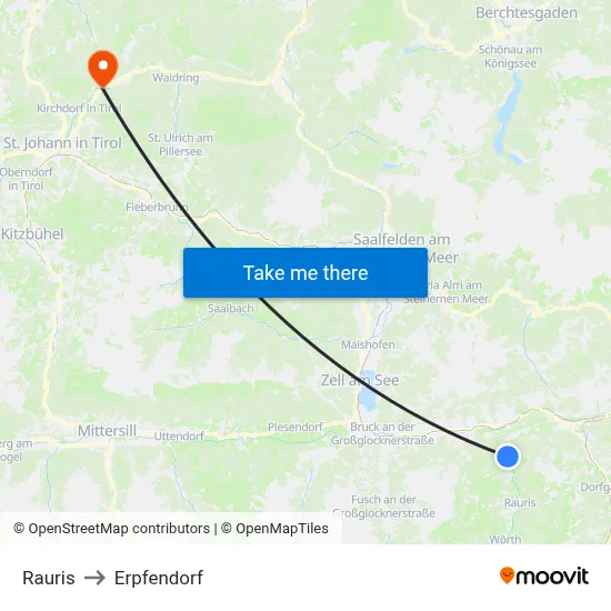 Rauris to Erpfendorf map