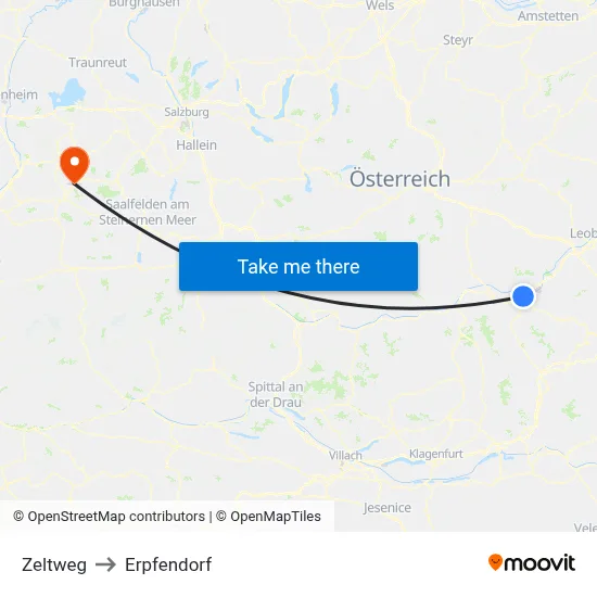 Zeltweg to Erpfendorf map
