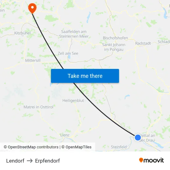 Lendorf to Erpfendorf map