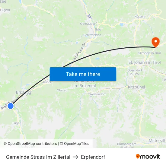 Gemeinde Strass Im Zillertal to Erpfendorf map