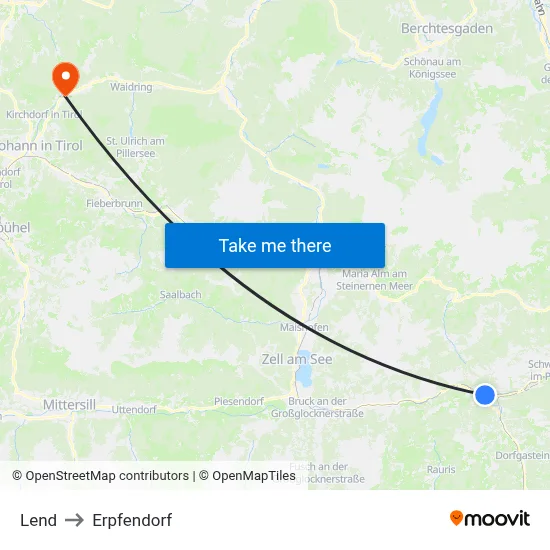 Lend to Erpfendorf map