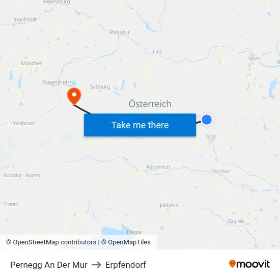 Pernegg An Der Mur to Erpfendorf map