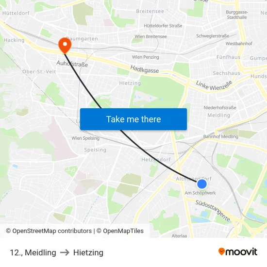 12., Meidling to Hietzing map