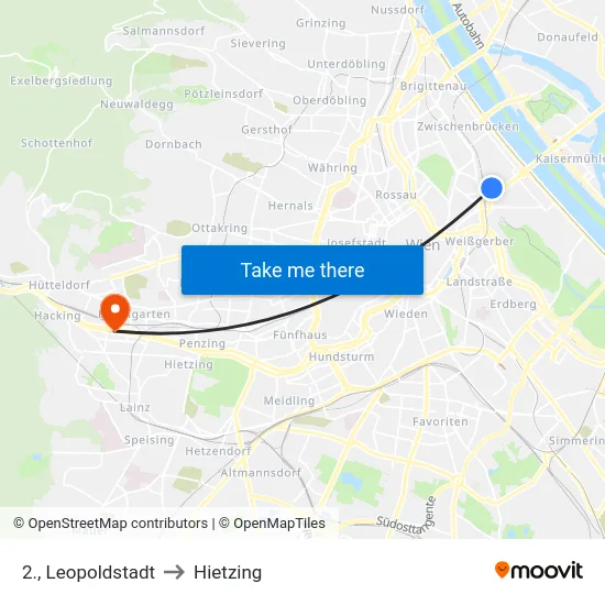 2., Leopoldstadt to Hietzing map