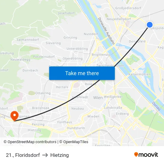 21., Floridsdorf to Hietzing map