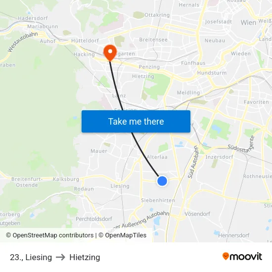 23., Liesing to Hietzing map