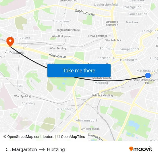 5., Margareten to Hietzing map
