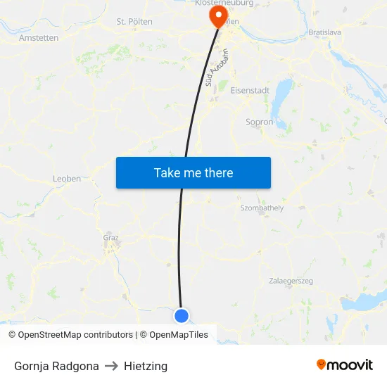 Gornja Radgona to Hietzing map