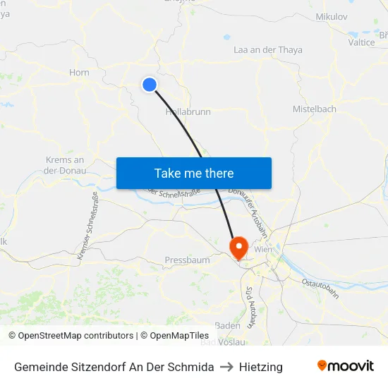 Gemeinde Sitzendorf An Der Schmida to Hietzing map