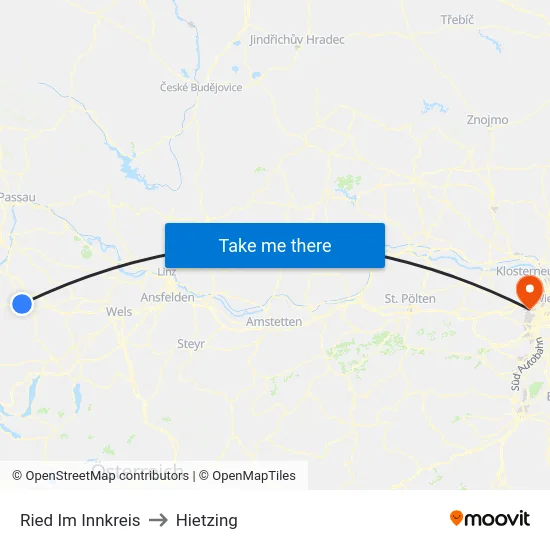 Ried Im Innkreis to Hietzing map