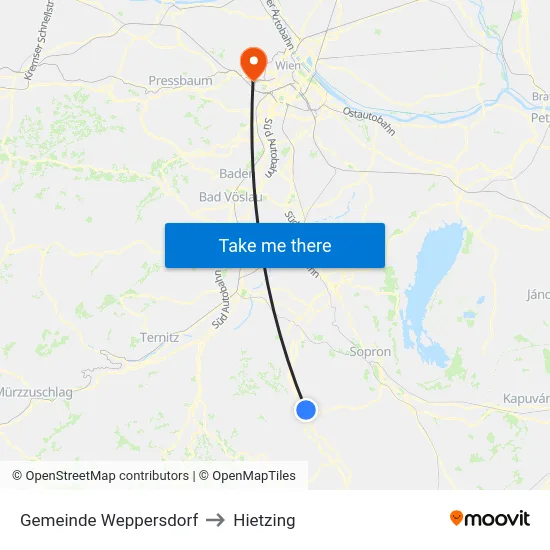 Gemeinde Weppersdorf to Hietzing map