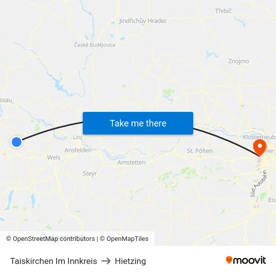 Taiskirchen Im Innkreis to Hietzing map