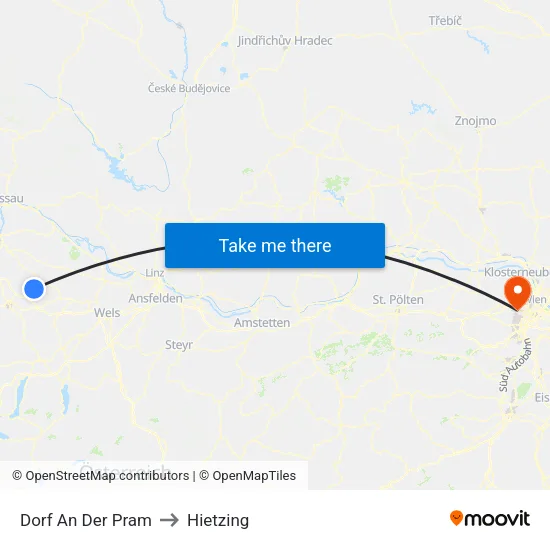 Dorf An Der Pram to Hietzing map