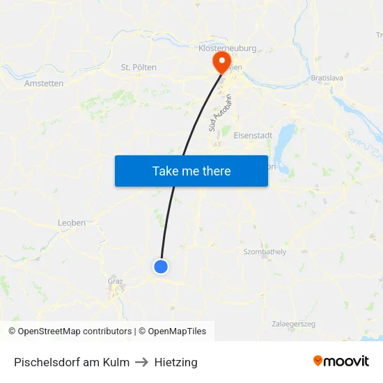 Pischelsdorf am Kulm to Hietzing map