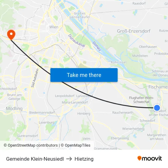 Gemeinde Klein-Neusiedl to Hietzing map