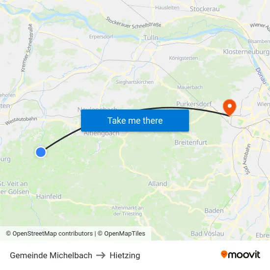 Gemeinde Michelbach to Hietzing map