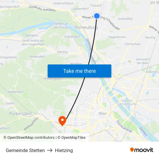 Gemeinde Stetten to Hietzing map