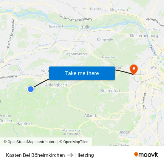 Kasten Bei Böheimkirchen to Hietzing map