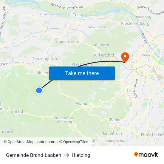 Gemeinde Brand-Laaben to Hietzing map