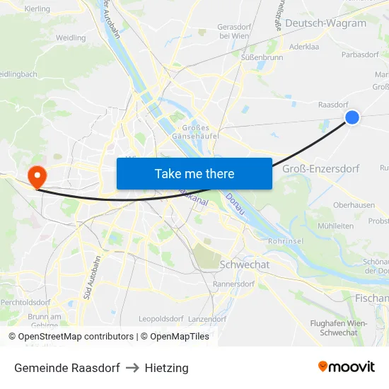 Gemeinde Raasdorf to Hietzing map