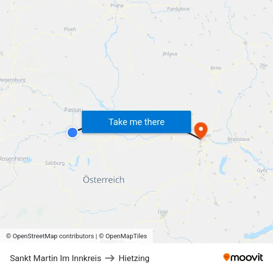 Sankt Martin Im Innkreis to Hietzing map