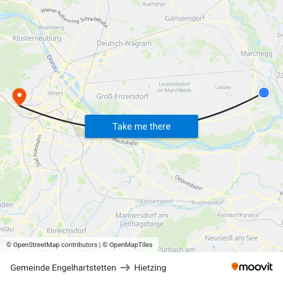 Gemeinde Engelhartstetten to Hietzing map