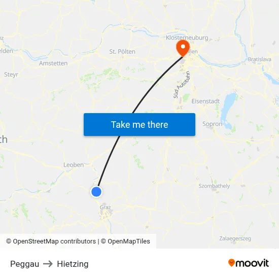 Peggau to Hietzing map