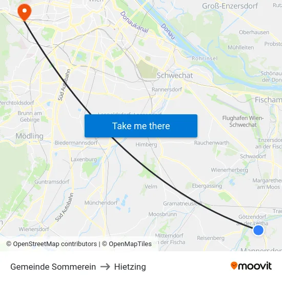 Gemeinde Sommerein to Hietzing map