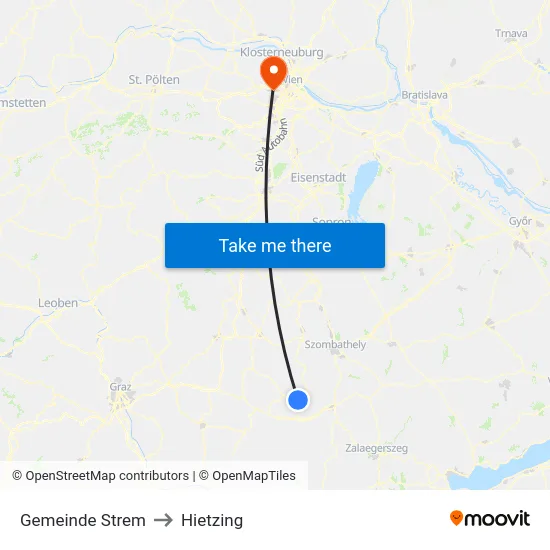 Gemeinde Strem to Hietzing map