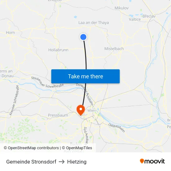 Gemeinde Stronsdorf to Hietzing map