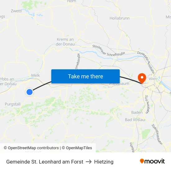 Gemeinde St. Leonhard am Forst to Hietzing map
