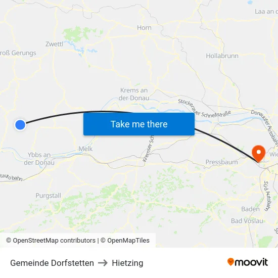 Gemeinde Dorfstetten to Hietzing map