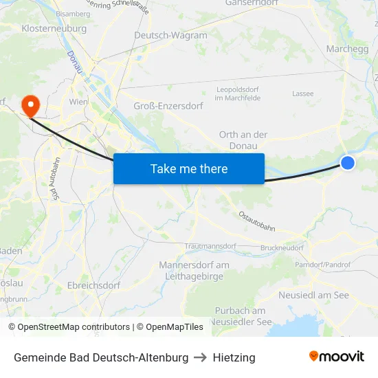 Gemeinde Bad Deutsch-Altenburg to Hietzing map