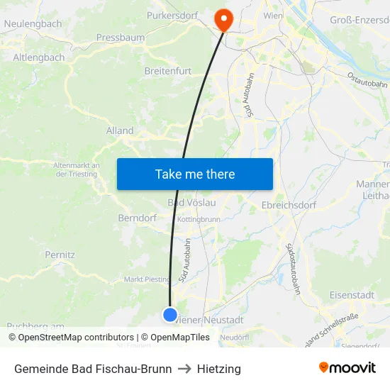 Gemeinde Bad Fischau-Brunn to Hietzing map